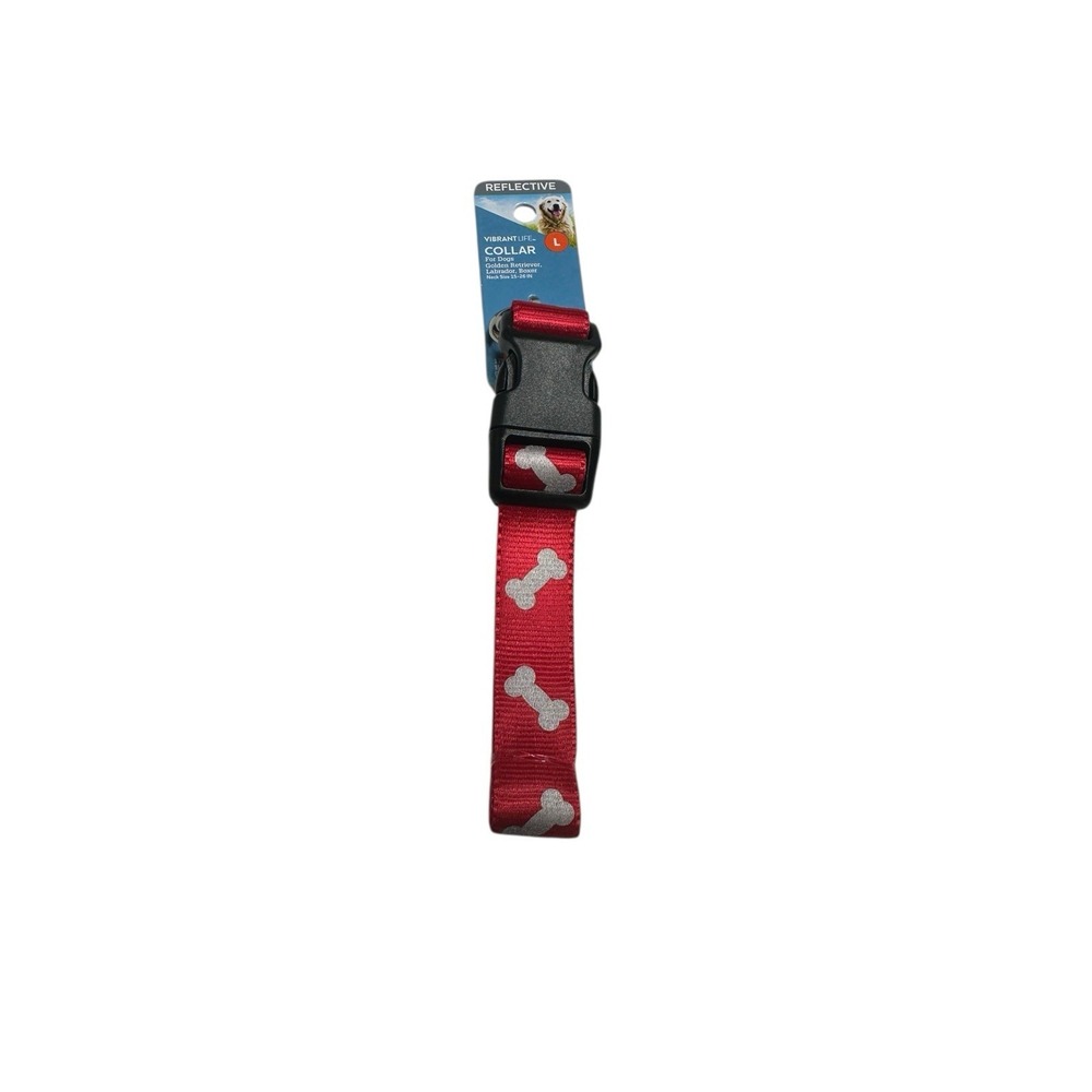 VIBRANT LIFE dog collar SIZE LARGE neck size‎ 15-26 in 50-90 lb reflective